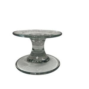 Pampered Chef Glass Candle Holder Cake Stand Pedestal‎ Plate Taupe Beige 10.5"